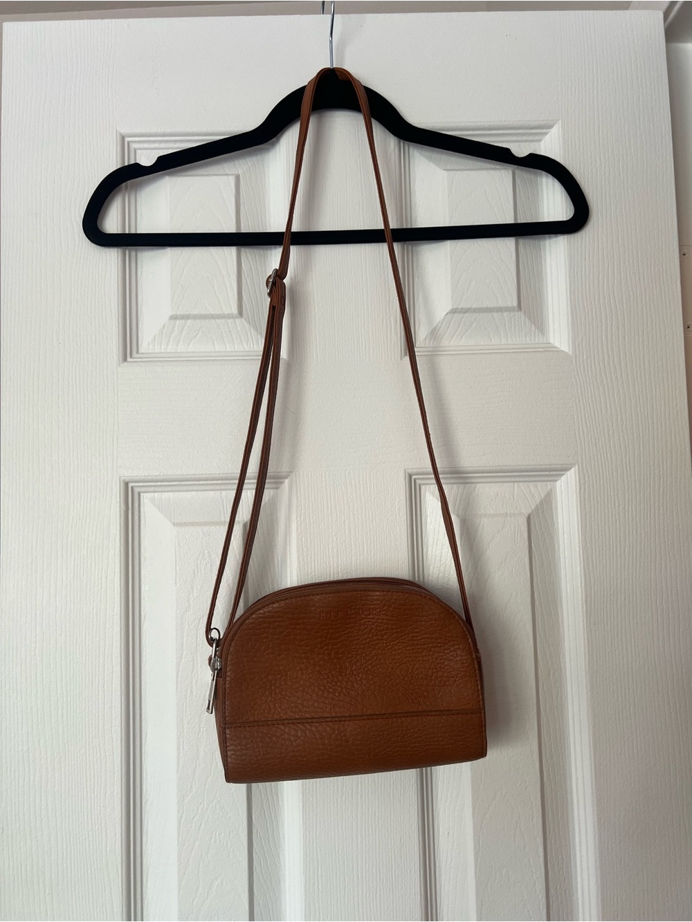 Rip Curl Tan Brown Pebbled Leather Crossbody Bag